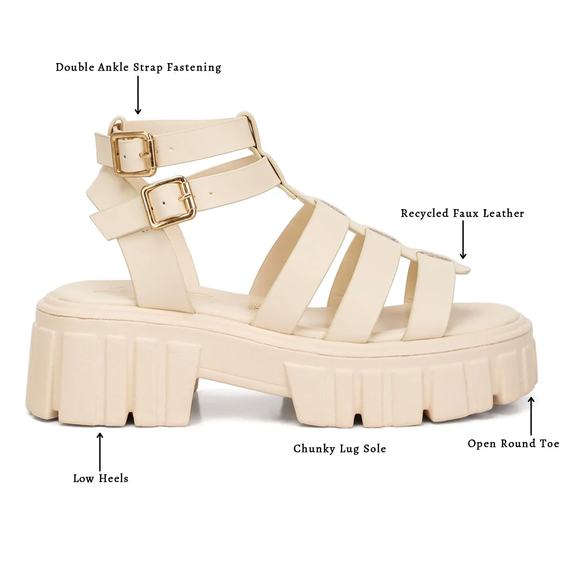 Recycled Faux Leather Gladiators